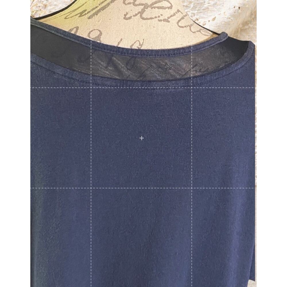 H by Halston Navy V-Neck Dress XL | Minimalist Pullover Midi with Mesh Trim - Picture 5 of 7